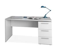 13Casa Magnolia B04 Scrivania e Cassettiera, Melammina, Bianco, 138x60x74 cm