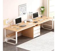 Scrivania doppia extra lunga per 2 persone con cassetti e mensola, scrivania per computer da gioco per scrivere e studiare, spaziosa postazione di lavoro per ufficio per collaborare