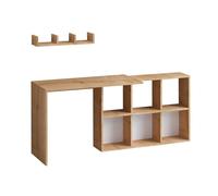 Scrivania Effetto Legno 145x45x74 Con Ripiani Laterali E Mensola Blake Rovere