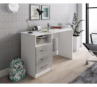 Dmora Scrivania Egeo, Scrittoio Multiuso, Tavolo per Ufficio Porta PC, Piano di Lavoro, 120x48h75 cm, Bianco e Cemento, Pannello truciolare melaminico 16mm
