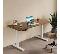 Scrivania elettrica manuale ad altezza regolabile con cassetto portaoggetti per casa e ufficio - Postazione di lavoro ergonomica, design salvaspazio, stile moderno, facile da montare, Noce Desktopa,