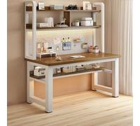 Scrivania ergonomica per computer da gioco e lavoro con libreria in legno per casa e ufficio con pannello forato nizer 139,7 x 59,9 cm, scrivania per giochi e produttività (E1)