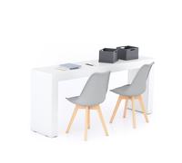 Scrivania Evolution 180x40, Bianco Frassino con Due Gambe