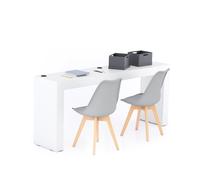 Scrivania Evolution 180x40, Bianco Frassino con Due Gambe e Caricatore Wireless