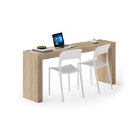 Scrivania Evolution 180x40, Rovere Naturale con Due Gambe e Caricatore Wireless