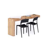 Scrivania Evolution 180x40, Rovere Rustico con Una Gamba e Caricatore Wireless