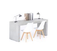 Scrivania Evolution 180x60, Grigio Cemento con Due Gambe e Caricatore Wireless