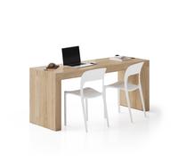 Scrivania Evolution 180x60, Rovere Naturale con Due Gambe e Caricatore Wireless