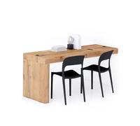 Scrivania Evolution 180x60, Rovere Rustico con Una Gamba e Caricatore Wireless