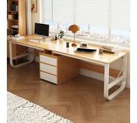 Scrivania extra lunga per 2 persone, robusta scrivania in legno per casa e ufficio, con cassetti, 240 cm / 94.48in, doppia postazione di lavoro per spazi collaborativi