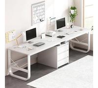 Scrivania extra lunga per due persone con cassetti, doppio tavolo da gioco e scrittura, per casa e ufficio, postazione di lavoro collaborativa, scrivania moderna per computer per 2 utenti
