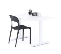 Scrivania Fissa Clara 120x80 Bianco Cemento con Gambe Bianche