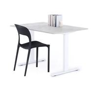 Scrivania Fissa Clara 120x80 Grigio Cemento con Gambe Bianche
