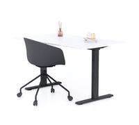 Scrivania Fissa Clara 140x80 Bianco Cemento con Gambe Nere