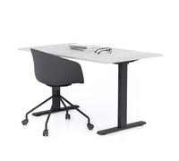 Scrivania Fissa Clara 140x80 Grigio Cemento con Gambe Nere