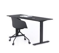 Scrivania Fissa Clara 160x60 Nero Cemento con Gambe Nere