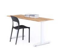 Scrivania Fissa Clara 160x60 Rovere Rustico con Gambe Bianche