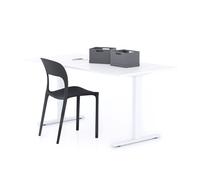 Scrivania Fissa Clara 160x80 Bianco Cemento con Gambe Bianche