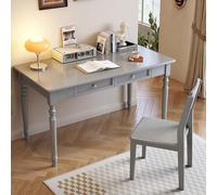 Scrivania for ufficio con cassetti Nero/bianco/grigio/marrone Scrivania in legno for computer Vanità vintage for ufficio, lavoro, giochi, trucco(Grey,140x60cm/55x24in)