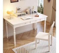 Scrivania for ufficio con cassetti Nero/bianco/grigio/marrone Scrivania in legno for computer Vanità vintage for ufficio, lavoro, giochi, trucco(White,140x60cm/55x24in)