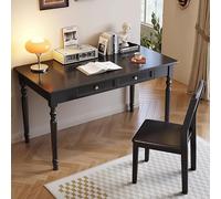 Scrivania for ufficio con cassetti Nero/bianco/grigio/marrone Scrivania in legno for computer Vanità vintage for ufficio, lavoro, giochi, trucco(Black,80x60cm/31.5x24in)