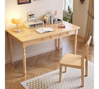 Scrivania for ufficio con cassetti Nero/bianco/grigio/marrone Scrivania in legno for computer Vanità vintage for ufficio, lavoro, giochi, trucco(Beige,140x60cm/55x24in)