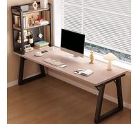 Scrivania for ufficio domestico Moderna scrivania for computer Con libreria Struttura in metallo Piano in legno for ufficio domestico e gaming(7,160x60cm/63x24in)