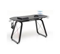 SCRIVANIA GAMING NERA CON PORTA CUFFIE E BICCHIERE, 145X65X89CM