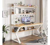 Scrivania Gaming, Scrivania con Libreria, Scrivania da Gioco con Portaoggetti, Scrivania Grande, Scrivania for La Casa con Combinazione di Libreria Integrata, Ideale for Spazio di Lavoro e Studio