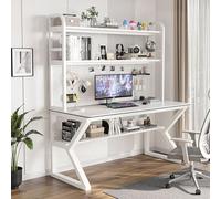 Scrivania Gaming, Scrivania con Libreria, Scrivania da Gioco con Portaoggetti, Scrivania Grande, Scrivania for La Casa con Combinazione di Libreria Integrata, Ideale for Spazio di Lavoro e Studio
