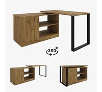 Scrivania girevole Rio 3 in 1 - Salvaspazio, comò e tavolo da lavoro, girevole a 360°, 210 cm, ufficio moderno e piccolo ufficio (rovere Artisan)