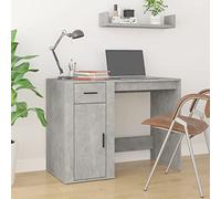 Scrivania Grigio Cemento 100x49x75 cm in Legno Multistrato - Modern Desk for Home Office Study with Large Drawer & Shelf, Sturdy Engineered Wood, Easy Assembly, Compact Writing Table Workstation