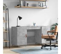 Scrivania Grigio Cemento 140x50x75 cm in Legno Multistrato con 4 Ante, da Ufficio Moderna per Piccoli Spazi, Scrivania per Studio con Design Industriale e Ampio Spazio di Archiviazione