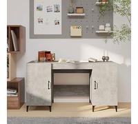 Scrivania Grigio Cemento 140x50x75 cm in Legno Multistrato, Modern Industrial Desk for Home Office & Study, Sturdy Computer Desk with Storage, Durable Plywood & Metal Frame, Spacious Workstation