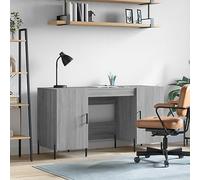 Scrivania Grigio Sonoma 140x50x75 cm in Legno Multistrato con 4 Ante, da Ufficio Moderna per Piccoli Spazi, Scrivania per Camera da Letto e Studio con Design Industriale e Spazio di Archiviazione