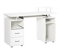 Scrivania HOMCOM con ripiani e cassetto, 120x55x85 cm, Scrivania per computer con spazio per stampante e supporto per tastiera