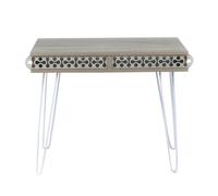 Scrivania Ilia 96x51x75 cm piedi in metallo bianco e piano rovere