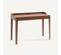 Scrivania impiallacciata noce e pelle, Junius, design Emmanuel Gallina Marrone TU