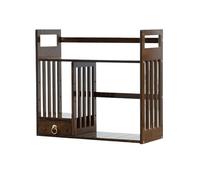 Scrivania in bambù con cassetto, libreria impilabile a 2 livelli, scaffale aperto per forniture per casa e ufficio, scrivania autoportante e accessori.