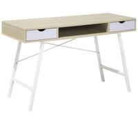 Scrivania in colore marrone chiaro/bianco 120 x 48 cm con 2 cassetti Clarita