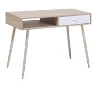 Scrivania in legno chiaro con un cassetto bianco 100 x 48 cm Deora
