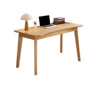 Scrivania, in legno di gomma resistente, robusta ed elegante, ideale per l'ufficio domestico, beige, 140 x 60 x 75 cm - Workstation versatile