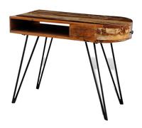 Scrivania in Legno di Recupero in Stile Antico con Gambe di Ferro, Design Spettacolare Vintage, Esotismo per la Casa