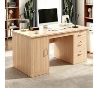 Scrivania in Legno Massello con Cassetto Bloccabile, Computer Desk per Home Office con Ripiani, Scrivania in Legno con Semplice Attrezzo Originalwood 63X23.6X29.5in-160X60X75cm
