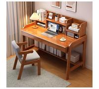 Scrivania in legno massello con credenza e 2 cassetti, scrivania per computer moderna di metà secolo, semplice tavolo da studio, postazione di lavoro per ufficio domestico con ripiano portaoggetti ape