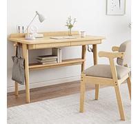Scrivania in legno massello di quercia con cassetti e ripiani portaoggetti Mid Century Modern Home Office Desk per piccolo tavolo da studio 99 pollici finitura naturale