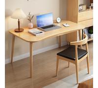 Scrivania in legno massello, scrivania per computer moderna di metà secolo, in legno massello, tavolo da scrittura da 78 cm con piano curvo, mobili semplici per casa e ufficio per piccoli spazi