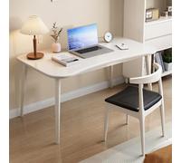 Scrivania in legno massello, scrivania per computer moderna di metà secolo, in legno massello, tavolo da scrittura da 78 cm con piano curvo, mobili semplici per casa e ufficio per piccoli spazi