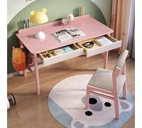 Scrivania in Legno massello, scrivania per Computer Moderna per casa e Ufficio della metà del secolo con 2 cassetti e ripiano portaoggetti, Tavolo per PC per Studio di Trucco e vanità, postazione di