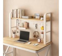 Scrivania in metallo a doppio strato per dormitorio, libreria da scrivania con pannello forato, scaffale multiuso per scrivania da banco per casa, ufficio(Walnut single layer,95cm/37.4in)